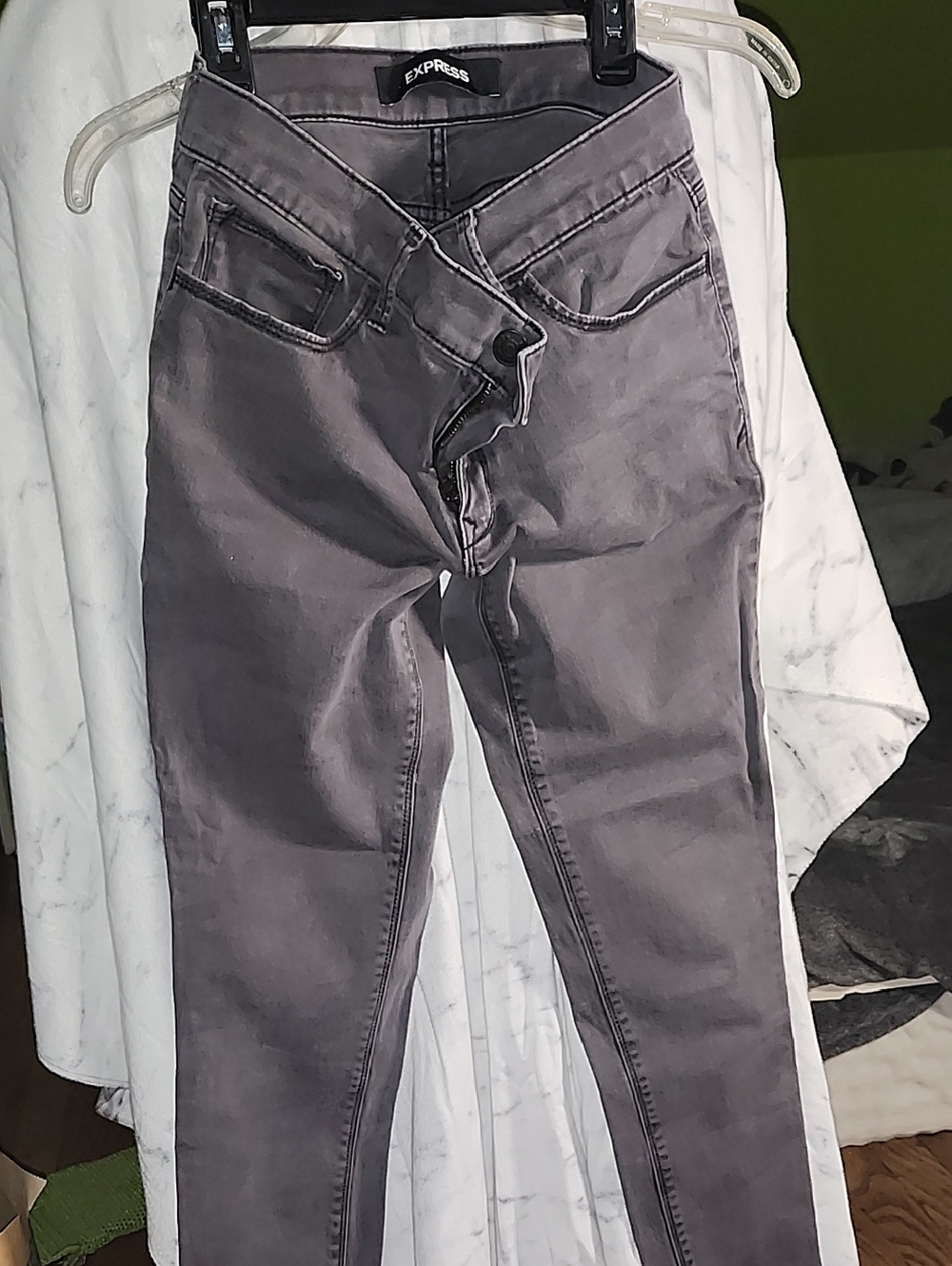 Express Women's Washed Gray Skinny Jeans